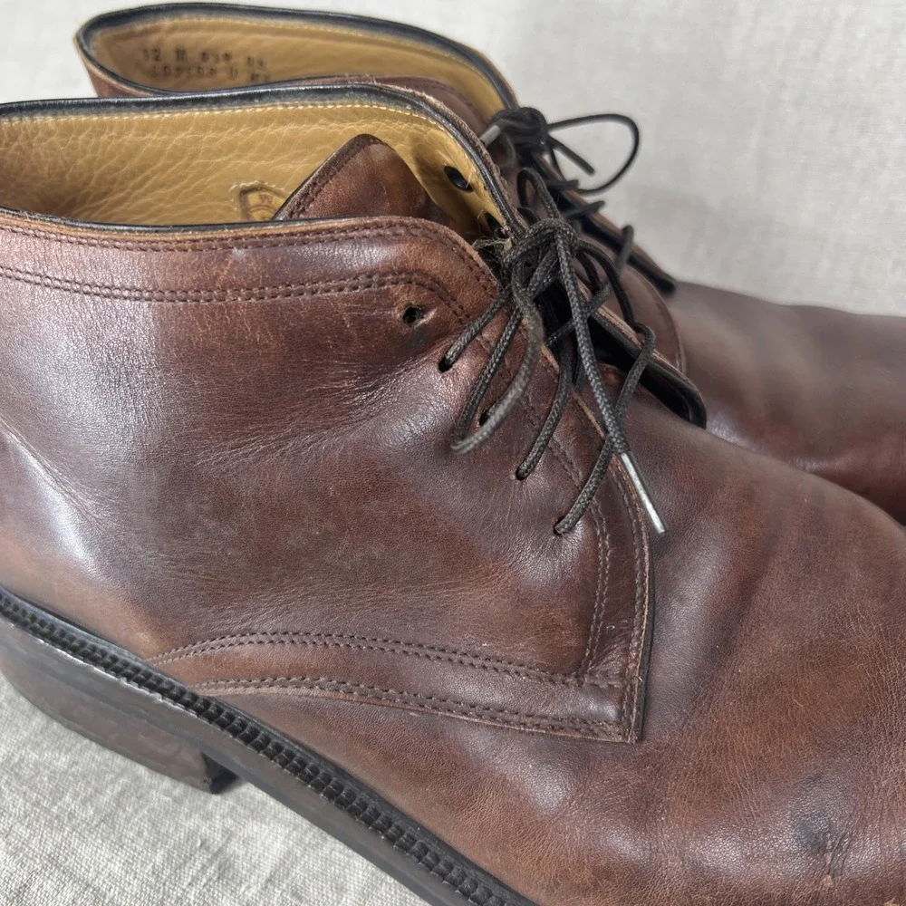 Cole Haan Mens 12 Short Boot Brown Tie‎ Up Ankle Boot Leather Brown 12